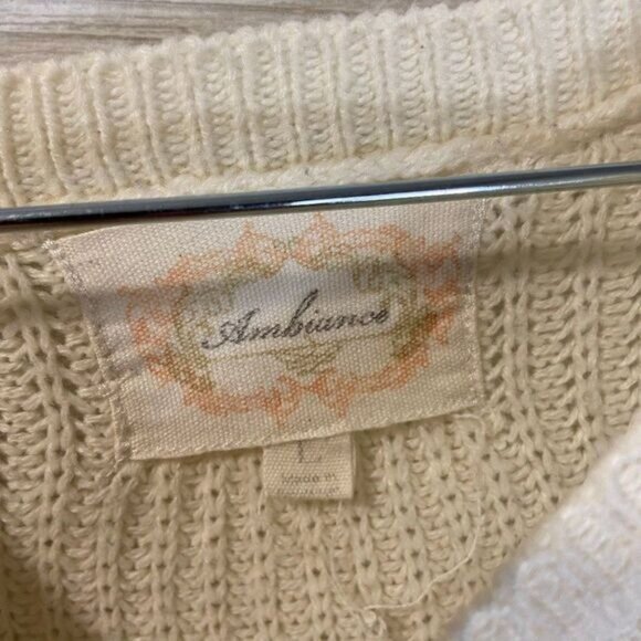 Ambiance Women's Long Sleeve Waffle Knit Sweater‎  Solid Color Pullover - Picture 5 of 5